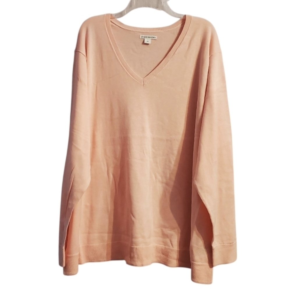 NWT Amazon Essentials Women's V-Neck Light Pink Plus Sweater 6X